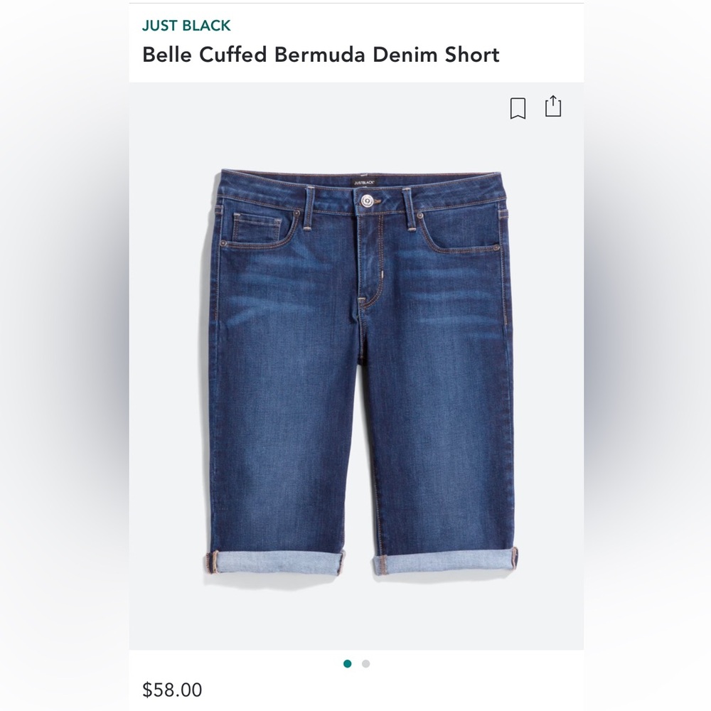 Just Black Belle Cuffed Bermuda Denim Short Navy Size 12